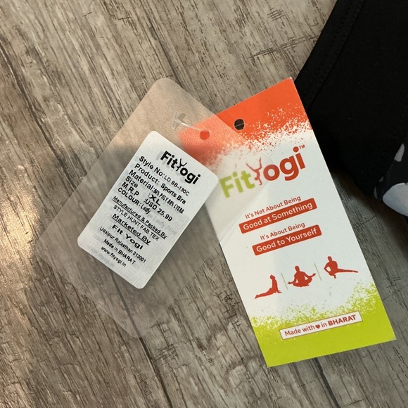 NWT FitYogi Sports Bra Medium Impact Cross Back Black Floral Print XL - Picture 6 of 6